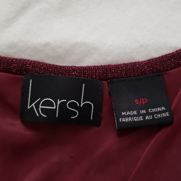 KERSH - Sparkly Holiday Burgundy Knit Dress Tie Waist Crochet Lace S Sma… - Picture 6 of 6